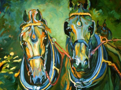 Friesians, four in hand